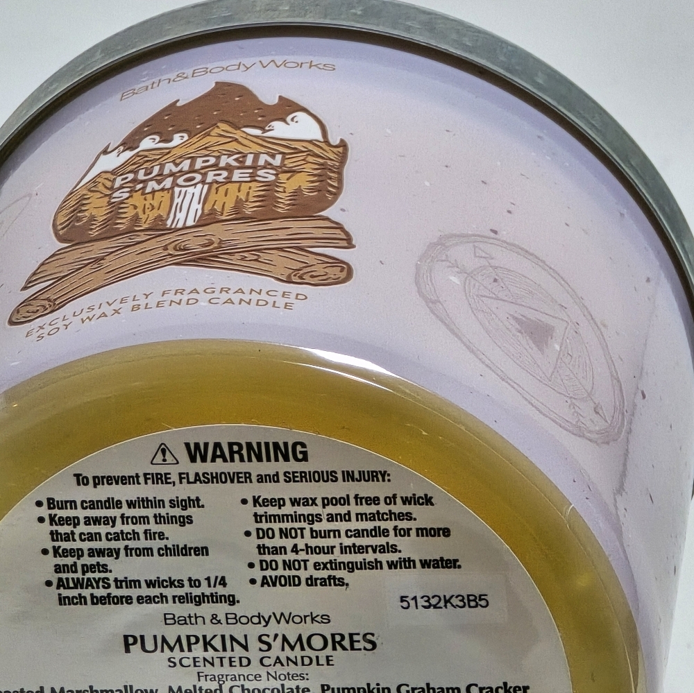Bath & Body Works Pumpkin S’mores 3-Wick Candle NWT - Picture 3 of 3
